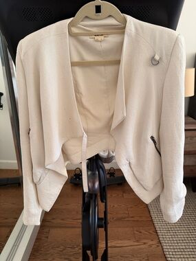 Helmut Lang Ivory Textured Open-Front Blazer